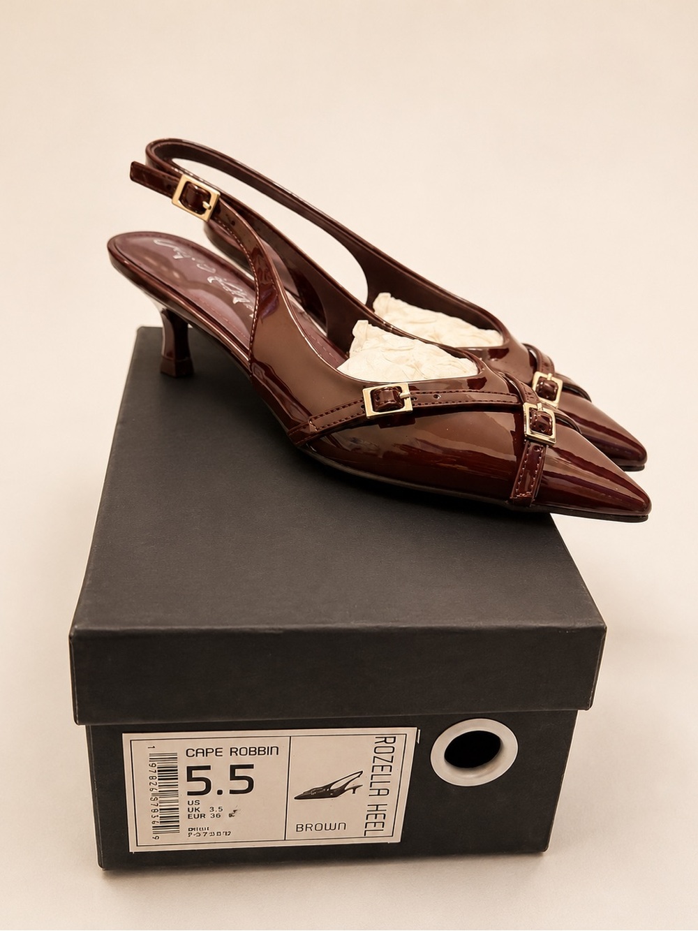Cape Robbin Burgundy Patent Slingback Kitten Heels